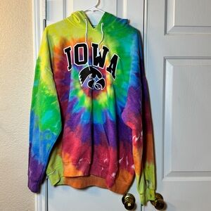 Iowa Hawkeye Jerzees Nublend Rainbow Tie Dye Hoodie, Unisex Size‎ 2XL
